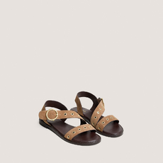 Sandales &agrave; brides larges taupe