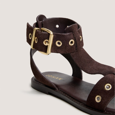 Sandales structur&eacute;es &agrave; brides chevilles dark brown