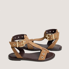 Sandales structur&eacute;es &agrave; brides chevilles taupe