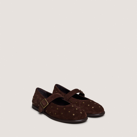 Ballerines &agrave; boucles et &agrave; rivets brown