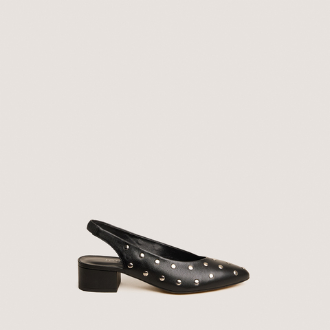 Ballerines &agrave; bouts pointus et rivets black