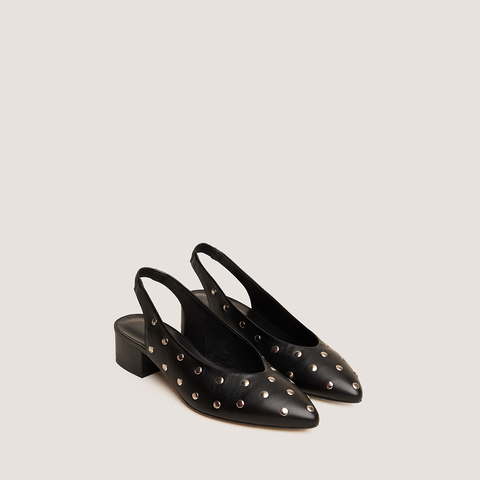 Ballerines &agrave; bouts pointus et rivets black