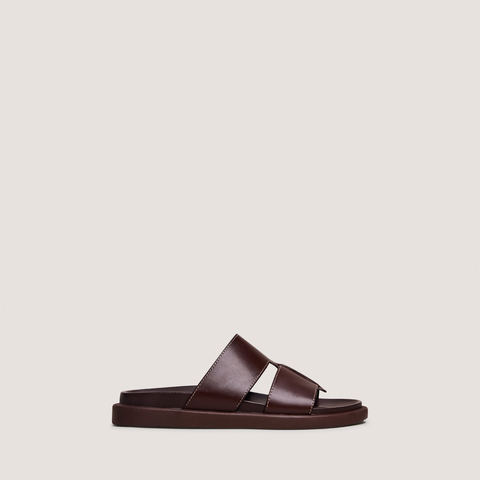 Mules &agrave; bouts ouverts dark brown