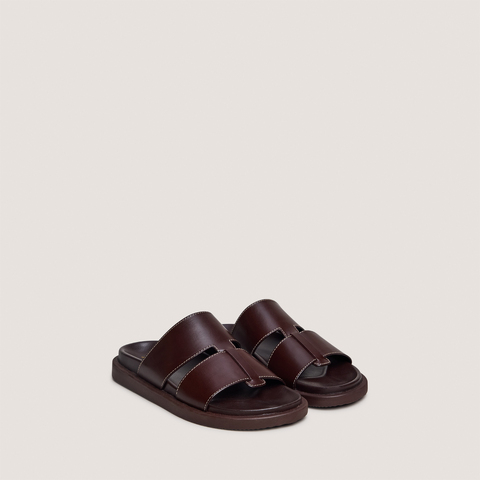 Mules &agrave; bouts ouverts dark brown
