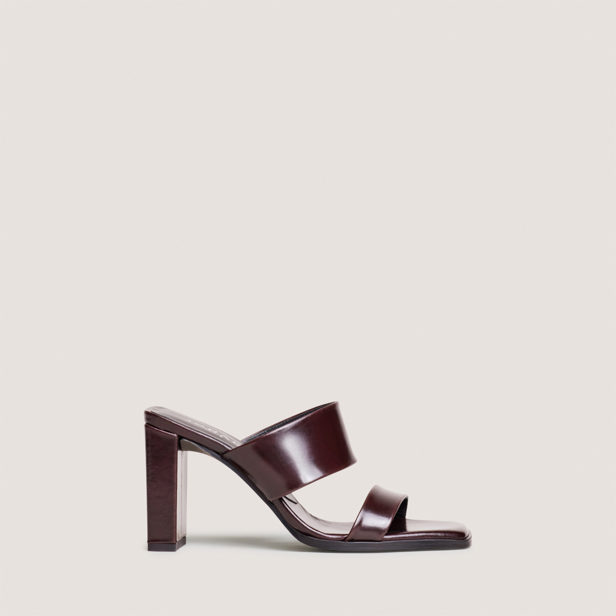 Mules &agrave; talons et doubles lani&egrave;res dark brown
