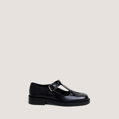 Ballerines &agrave; boucles ajustables in black leather | dusk