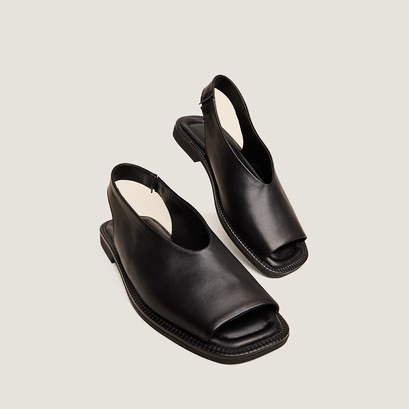Ballerines slingbacks in black leather | jessy