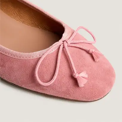 Ballerines &agrave; talons in dusty rose suede | DADOU