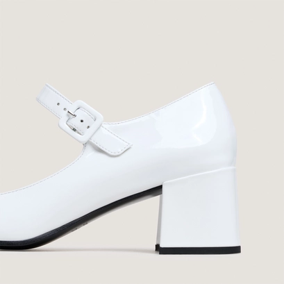 Babies &agrave; talons in white pleated patent leather | dittus