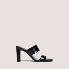 Mules &agrave; talons et doubles lani&egrave;res black