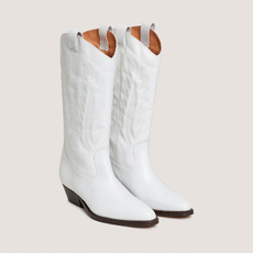 Bottes &agrave; bouts pointus et surpiqures apparentes white