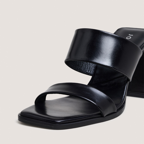 Mules &agrave; talons et doubles lani&egrave;res black