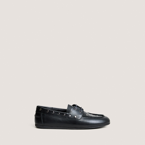 Mocassins &agrave; rivets et lacets black