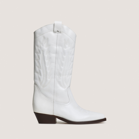 Bottes &agrave; bouts pointus et surpiqures apparentes white