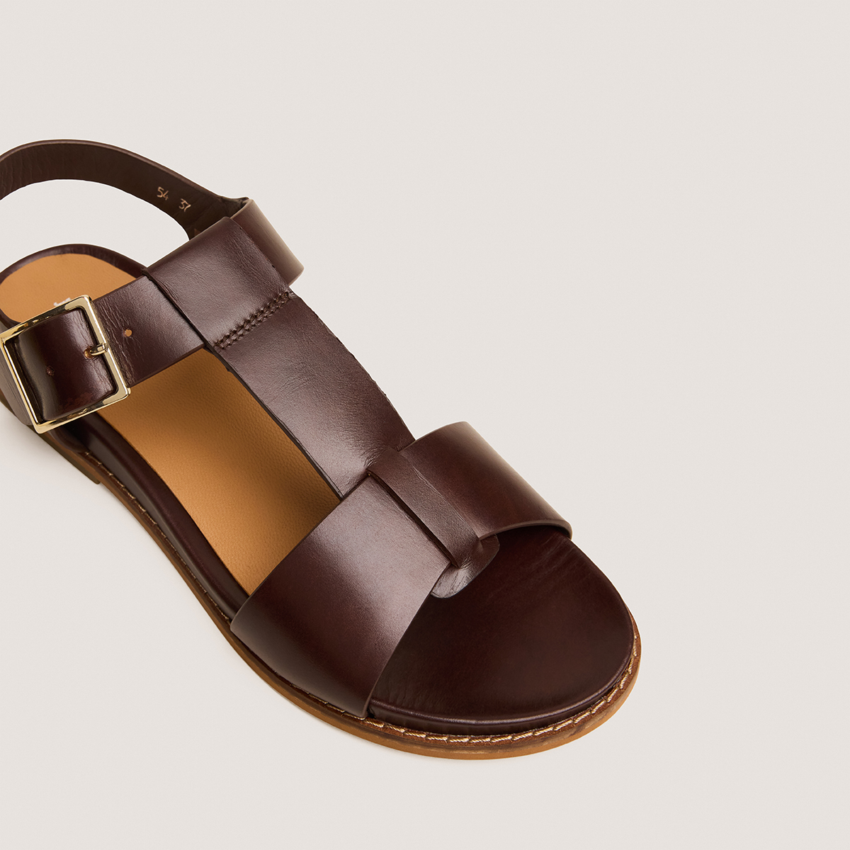 Sandales ajustables &agrave; grosses boucles red brown