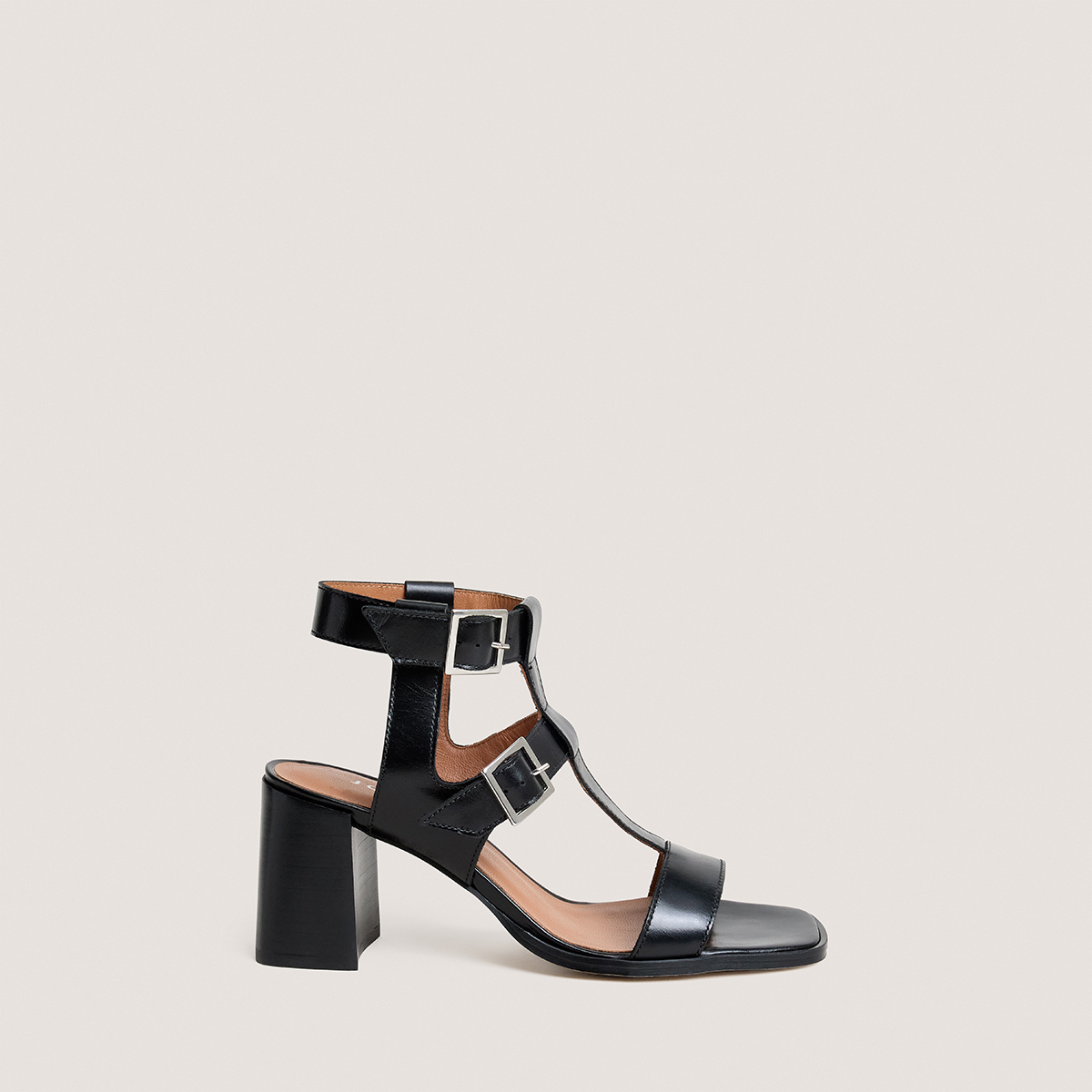 Sandales &agrave; talons et doubles brides ajustables black