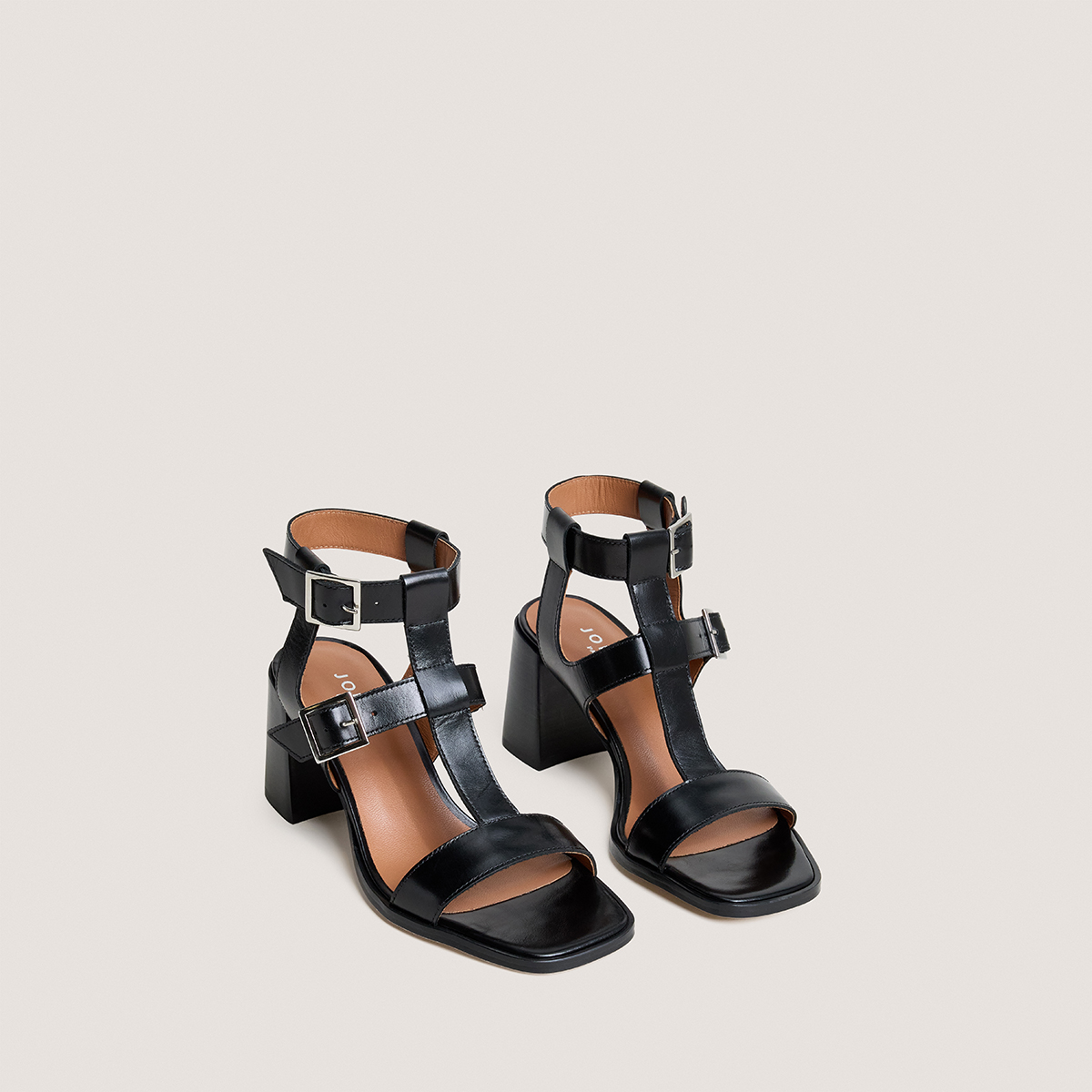 Sandales &agrave; talons et doubles brides ajustables black