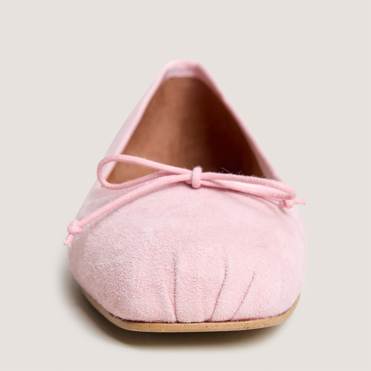 Ballerines &agrave; bouts carr&eacute;s et lacets light pink
