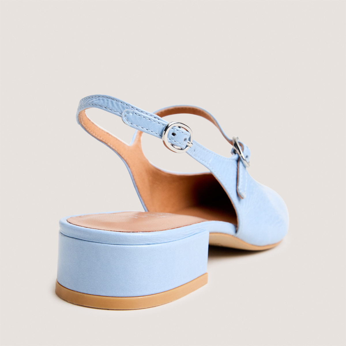 Slingbacks &agrave; bouts ronds sky blue