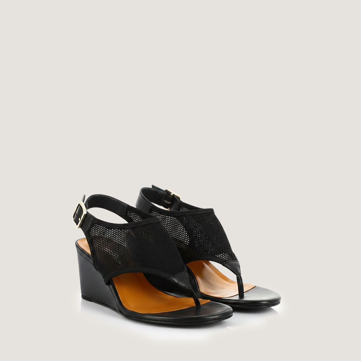 Sandales compens&eacute;es et brides ajustables black