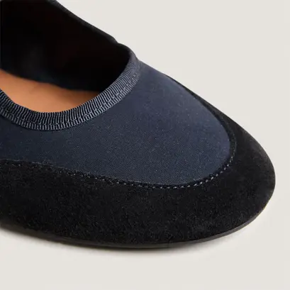 Ballerines &agrave; lacets in black mesh and black textile | demain
