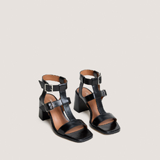 Sandales &agrave; talons et doubles brides ajustables black
