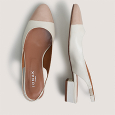 Ballerines slingbacks &agrave; petits talons beige / ecru