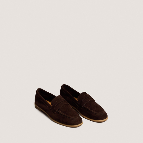 Mocassins &agrave; talons plats et bouts arrondis brown