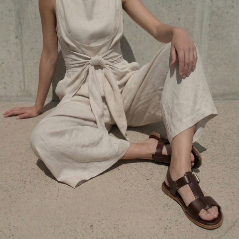 Sandales ajustables &agrave; grosses boucles red brown