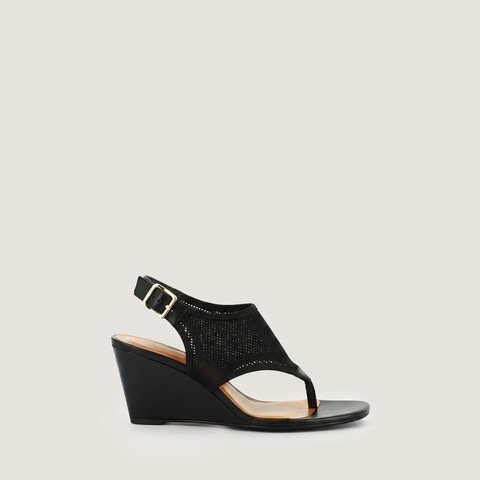 Sandales compens&eacute;es et brides ajustables black