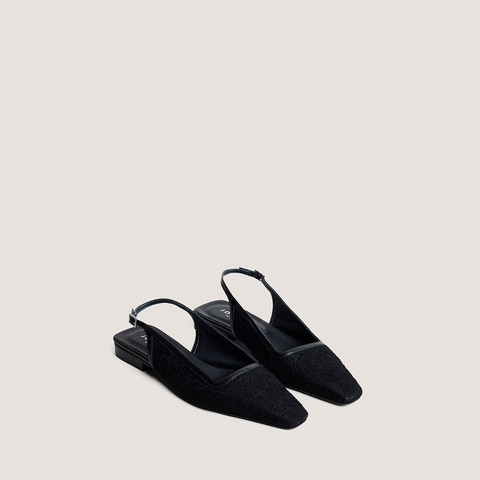 Ballerines slingbacks &agrave; bouts pointus black