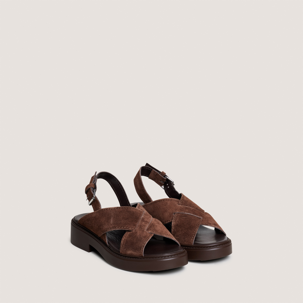 Sandales &agrave; brides entrelac&eacute;es dark brown
