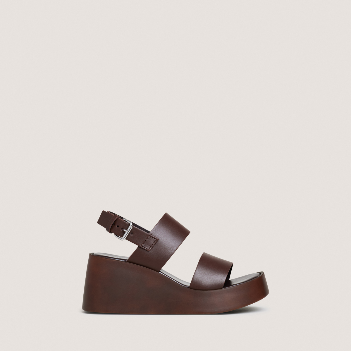 Sandales compens&eacute;es &agrave; brides larges dark brown