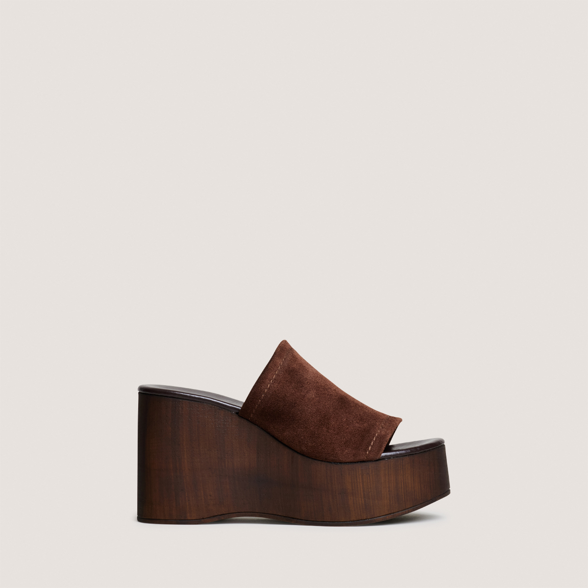Mules &agrave; talons compens&eacute;s dark brown