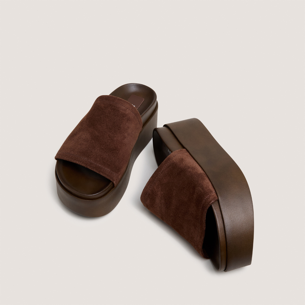 Mules &agrave; plateformes dark brown