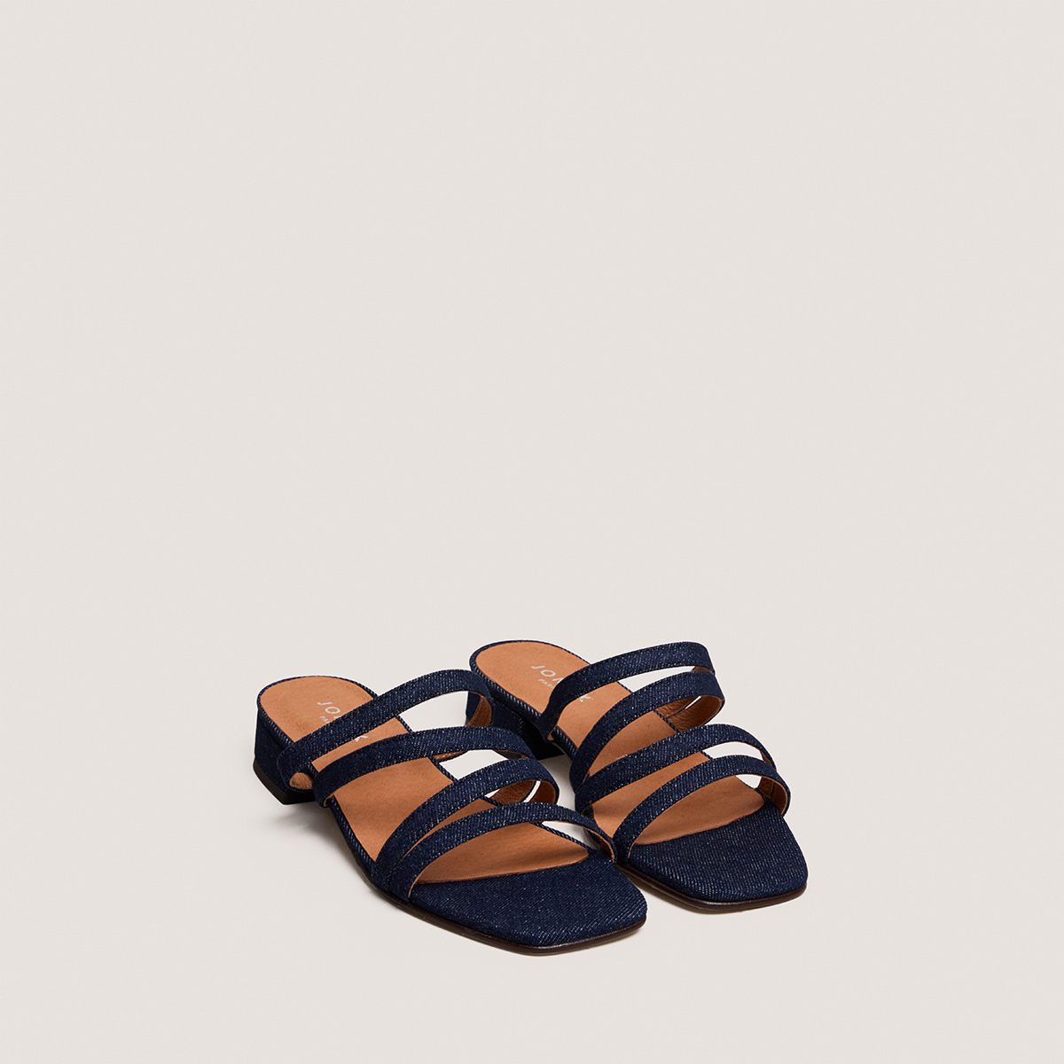 Mules &agrave; petits talons et brides fines dark blue