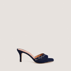 Mules &agrave; talons hauts et rivets dark blue