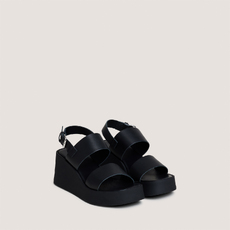 Sandales compens&eacute;es &agrave; brides larges black
