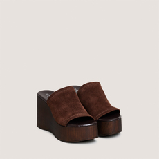 Mules &agrave; talons compens&eacute;s dark brown