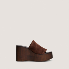 Mules &agrave; talons compens&eacute;s dark brown
