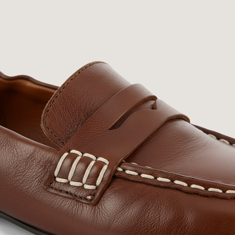 Mocassins &agrave; bouts carr&eacute;s chestnut