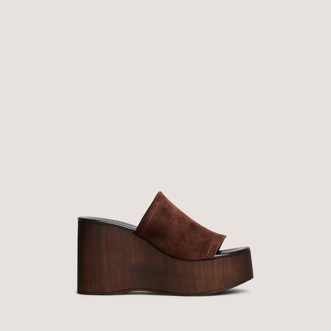 Mules &agrave; talons compens&eacute;s dark brown
