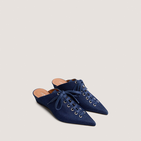 Mules &agrave; lacets et talons compens&eacute;s dark blue