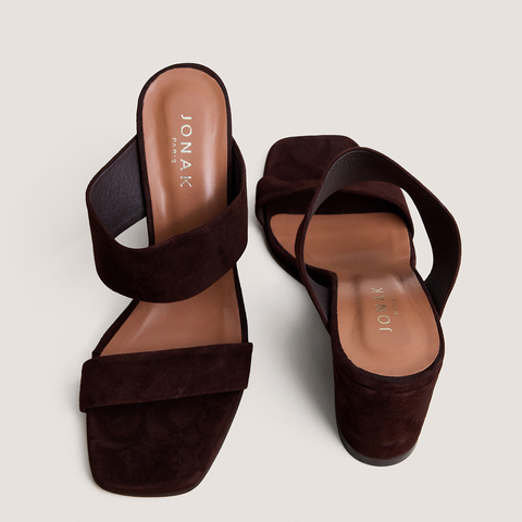 Mules &agrave; talons compens&eacute;s brown