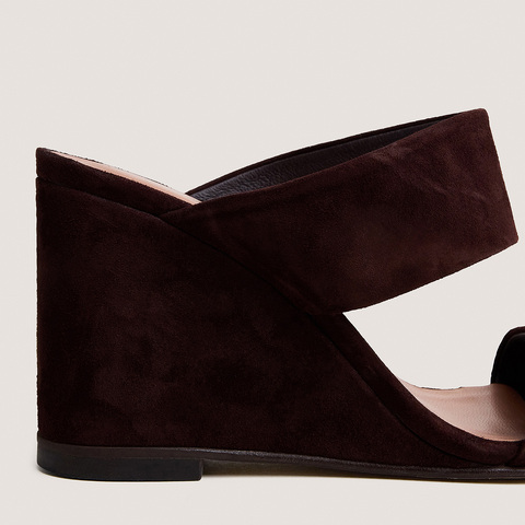 Mules &agrave; talons compens&eacute;s brown