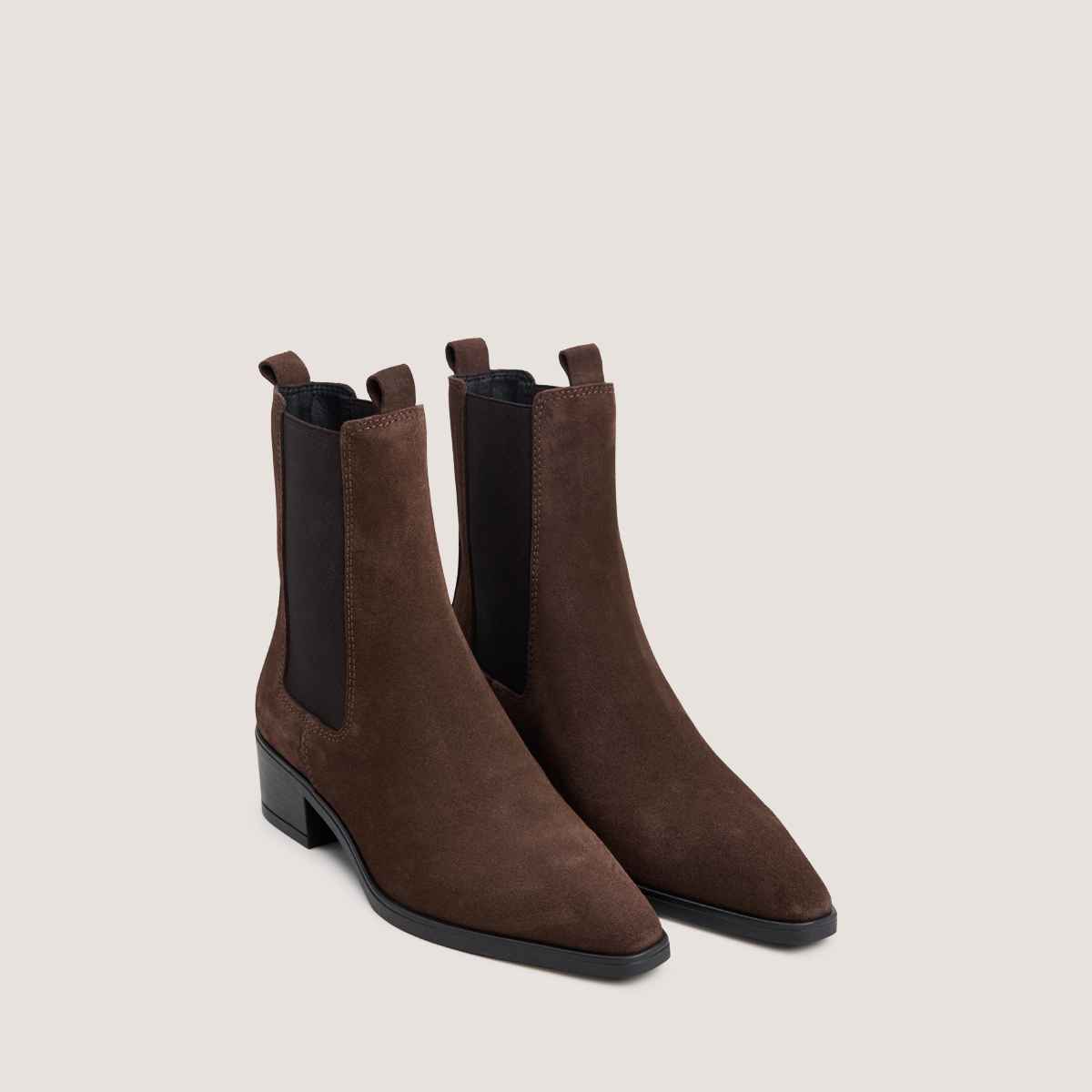 Pointed-toe chelsea low boots dark brown