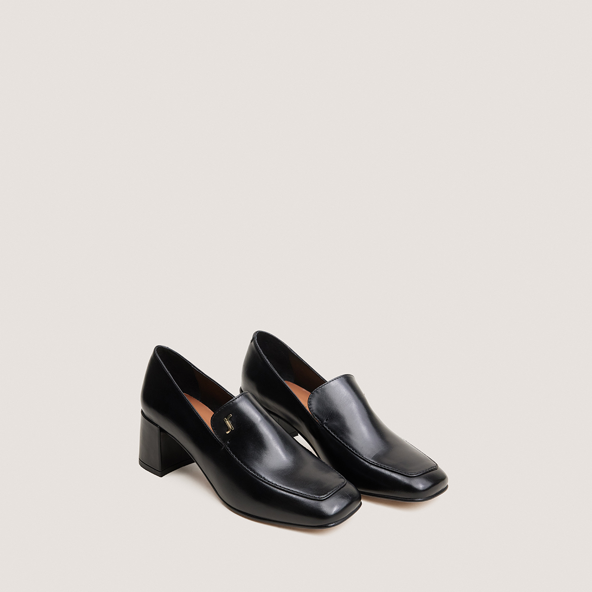 Heeled monogram loafers black