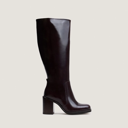 Boots with overflowing heels in dark brown leather calf size m | bretzel
