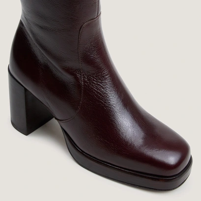 Platform boots in chocolate aged leather calf size m | bam