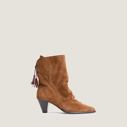 Back-lace ankle boots in cognac split leather | pio